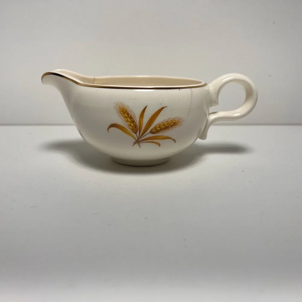3/$25 SALE! Vintage Homer Laughlin Golden Wheat Cream Gravy‎ Boat with Creamer